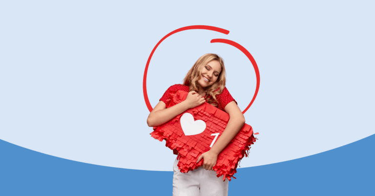 person hugging a social media heart learning how to keep their account safe