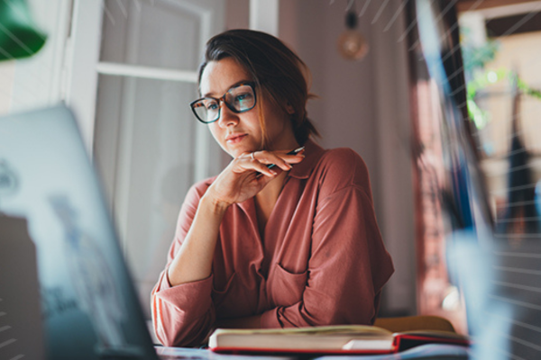 female student studying