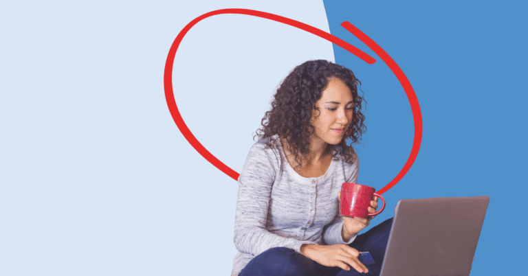 women on laptop learning about financial holiday shopping security