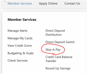 where to find skip a pay in Honor online banking | Honor Credit Union