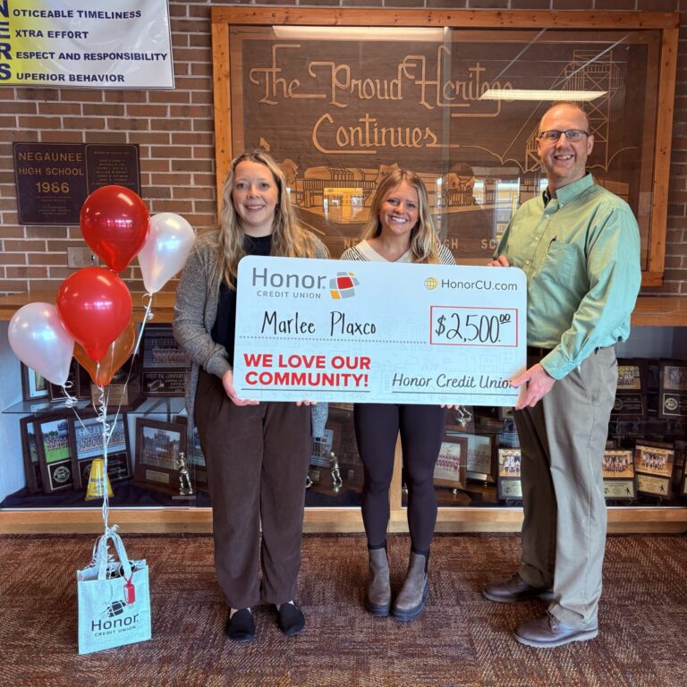 Negaunee High School - Melissa Taggert Honor Marlee Plaxco student and Principal Andrew Brunette 7 Image description