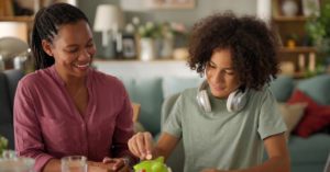mother and teen son counting change | Honor Credit Union