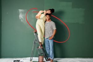 couple painting a room in their new home | Honor Credit Union