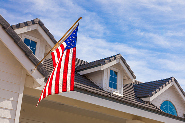 house with American flag