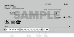 Honor Credit Union Sample Check Image | Honor Credit Union