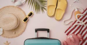 summer items, hat, sunglasses, sandals, luggage | Honor Credit Union