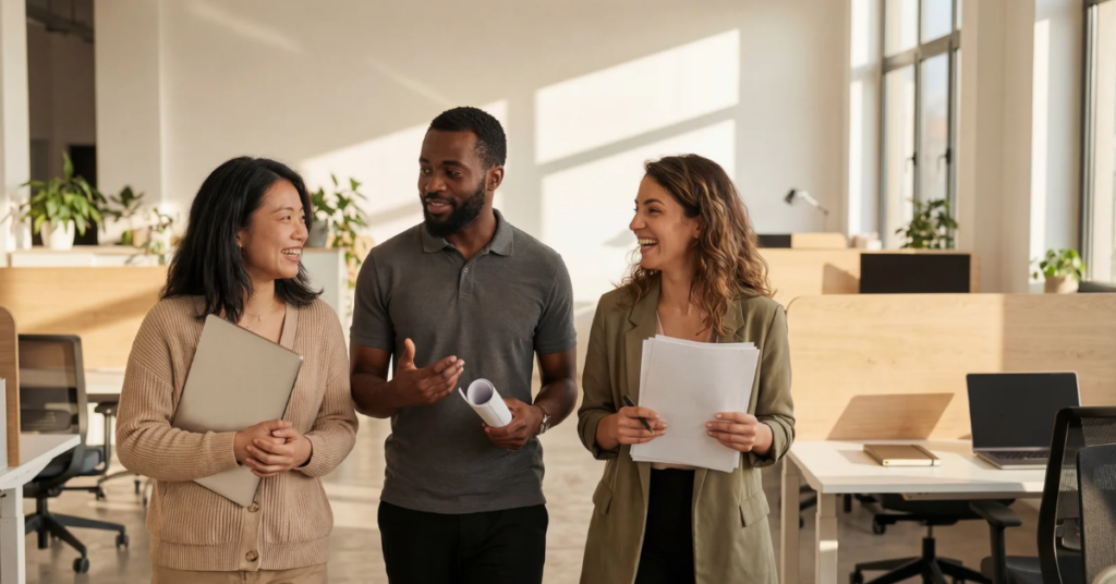 people in an office talking | Honor Credit Union