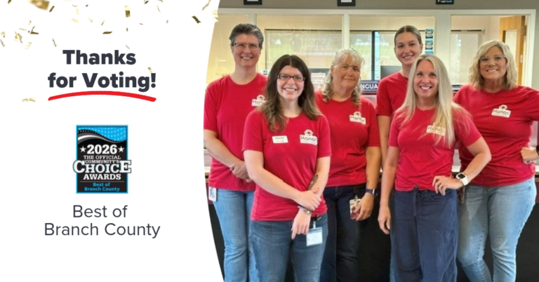 Thanks for Voting! Best of Branch County- image of Coldwater team members | Honor Credit Union | Honor Credit Union