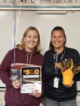 Teacher Awards Winner Heather Ponegalek from Bridgman Elementary School with Honor team member