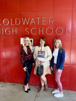 Teacher Awards winner from Coldwater, Sarah Davis with Honor team members Jenni Cordova and Erin Wohlgamuth