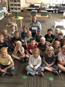 Teacher Awards Winner Emily Pettinga of Hudsonville Public Schools in Jenison, MI with her students