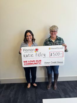 Teacher Awards winner Katie Filley Niles Schools with Brooke Bennett Honor team member