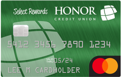 image of an honor credit union select rewards credit card