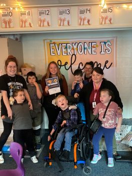Teacher Awards Winner Brittany Danner from Montcalm Area with her students