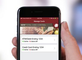 cardControl screenshot of a mobile phone showing the card control feature in the honor credit union mobile app