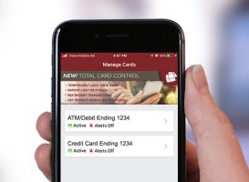 cardControl screenshot of a mobile phone showing the card control feature in the honor credit union mobile app